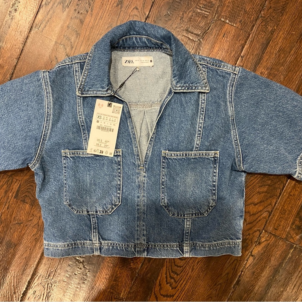 Zara Blue Denim Crop Top